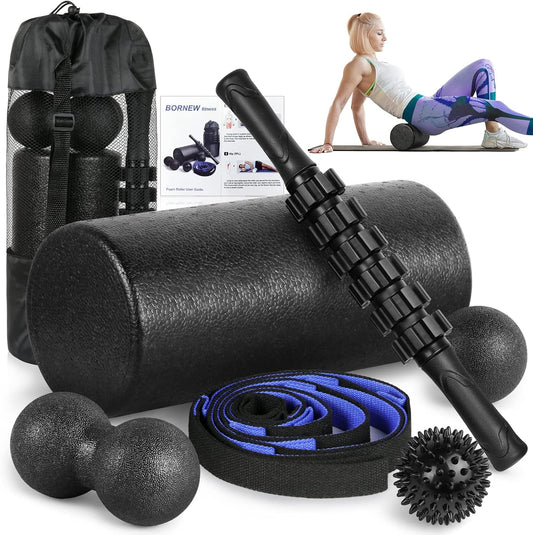 Foam Roller Set - High Density Back Roller, Muscle Roller Stick,2 Foot Fasciitis Ball